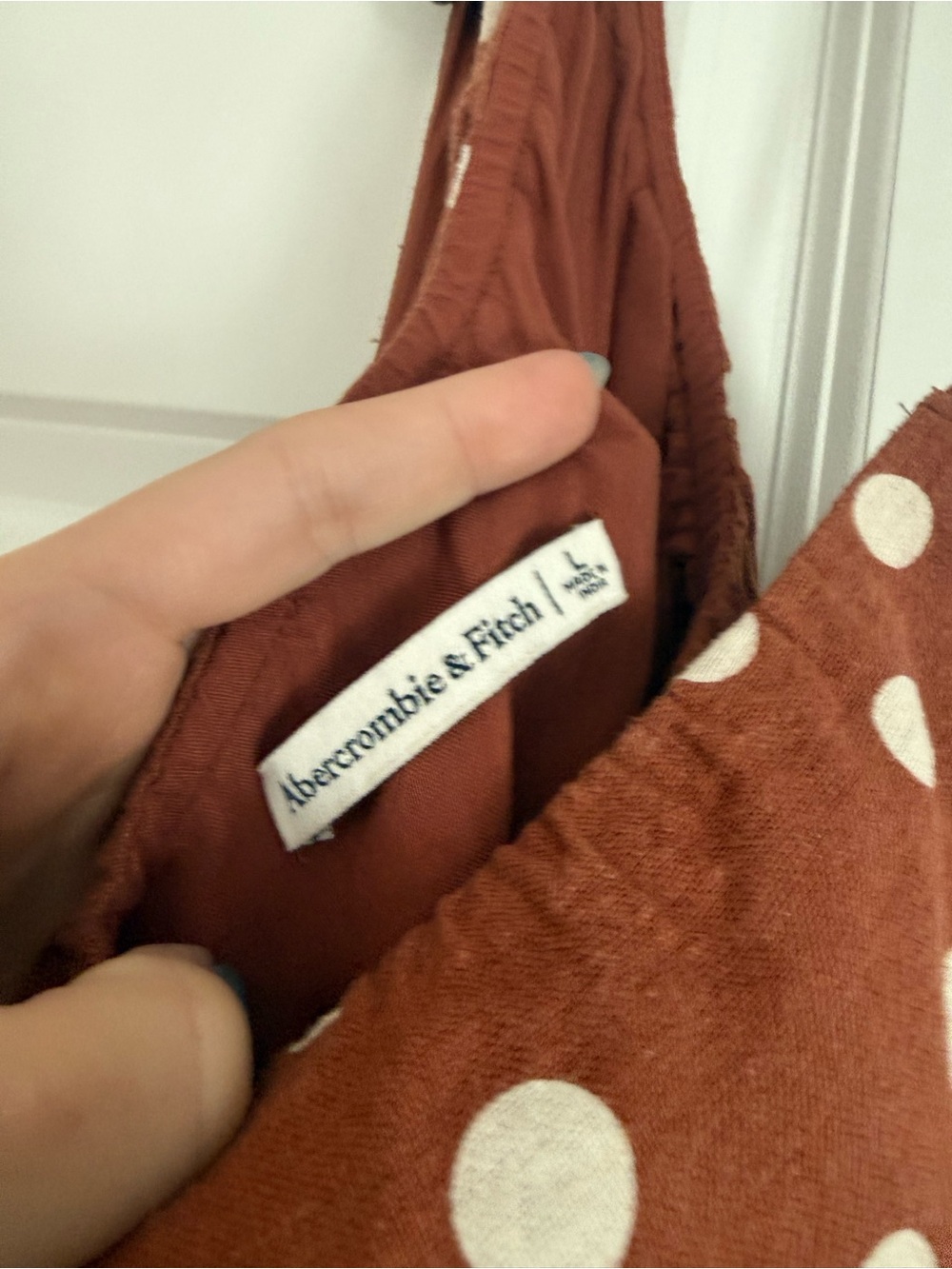 Abercrombie & Fitch Rust Brown One-Shoulder Polka Dot Dress - Picture 3 of 4